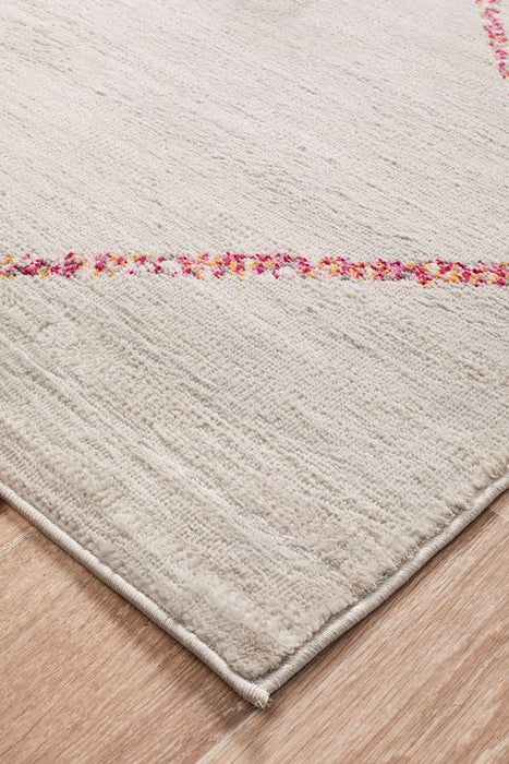 Zile Silver & Pink Diamond Pattern Vintage Rug, Rugs, Ozark Home 