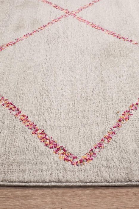 Zile Silver & Pink Diamond Pattern Vintage Rug, Rugs, Ozark Home 