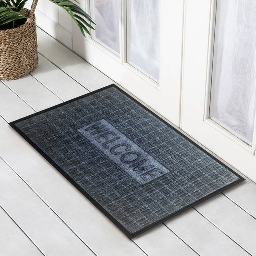 Welcome Grey Polyprop Doormat, 60x90cm, Doormats, Ozark Home 