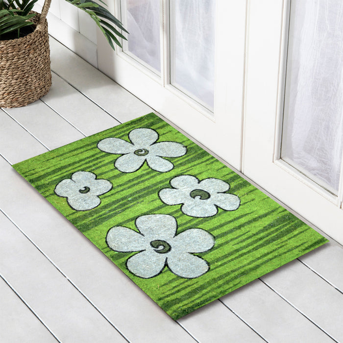 Blue Flowers FM2 Coir Doormat, 50x80cm, Doormats, Ozark Home 