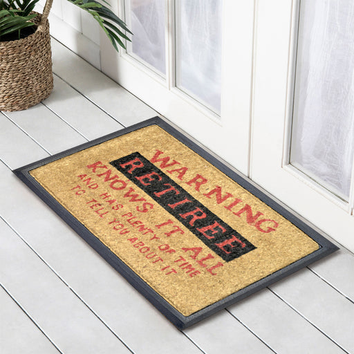 Warning Retiree, Bevelled Coir Doormat, 40x70cm - Ozark Home