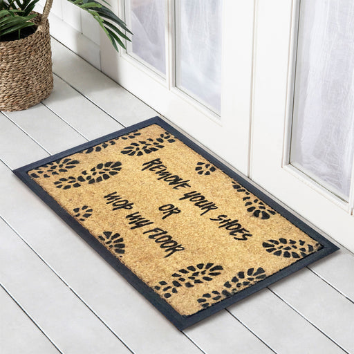 Remove Your Shoes, Bevelled Coir Doormat, 40x70cm - Ozark Home