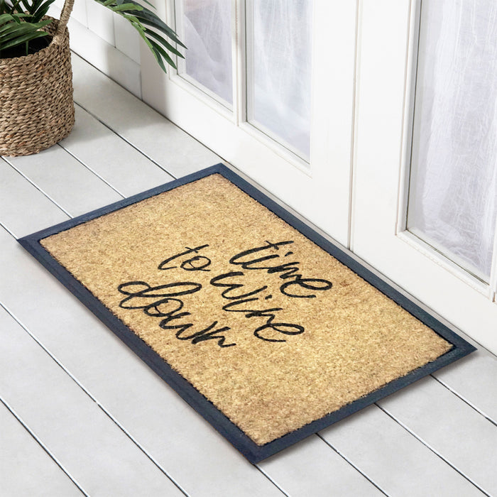 Time To Wine Down, Bevelled Coir Doormat, 40x70cm - Ozark Home