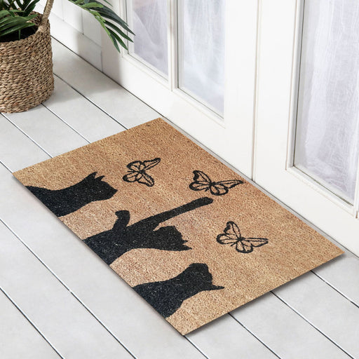 Cats Chasing Butterflies PVC Backed Doormat, 45x75cm - Ozark Home