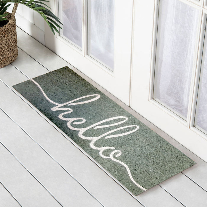 Hello, Wide PVC Backed Doormat, 45x110cm - Ozark Home