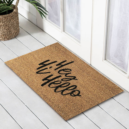 Hey Hi Hello, PVC Backed Doormat, 45x75cm - Ozark Home