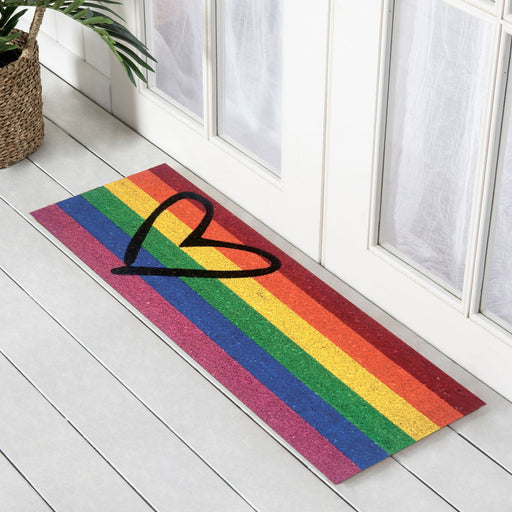 Love Heart Rainbow, PVC Backed Doormat, 45x110cm - Ozark Home