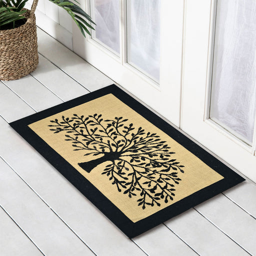 Tree of Life Black Border Jute Doormat, 60x90cm - Ozark Home