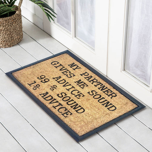 My Partner Gives Me Sound, Bevelled Coir Doormat, 40x70cm - Ozark Home