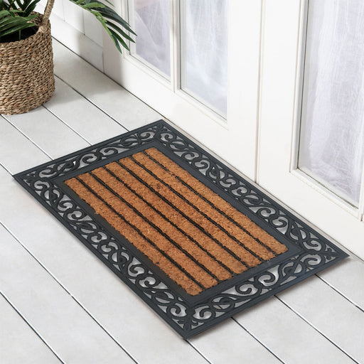 Lines Pattern Rubber & Coir Doormat, 40x60cm - Ozark Home