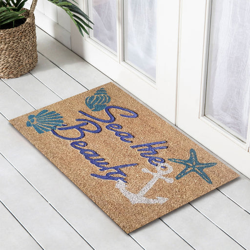 Sea The Beauty PVC Backed Doormat, 45x75cm - Ozark Home