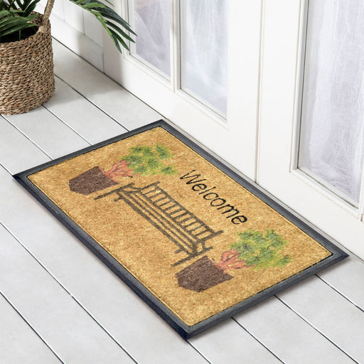 Welcome Bench, Bevelled Coir Doormat, 40x70cm - Ozark Home