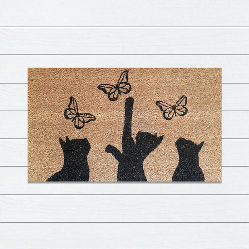 Cats Chasing Butterflies PVC Backed Doormat, 45x75cm - Ozark Home