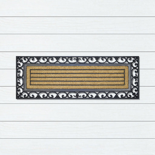 Lines Pattern Wide Rubber & Coir Doormat, 45x120cm - Ozark Home