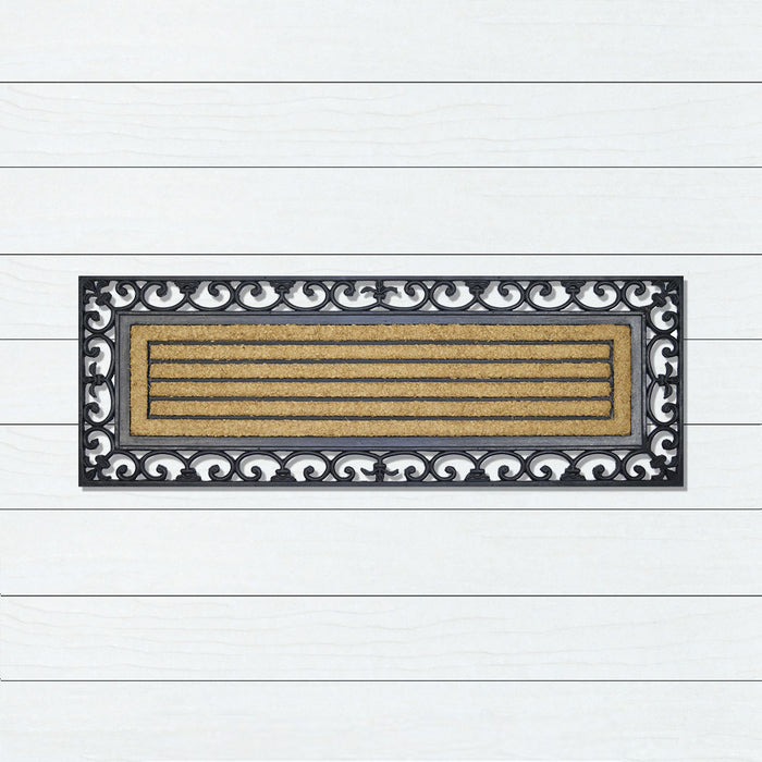 Lines Pattern Wide Rubber & Coir Doormat, 45x120cm - Ozark Home