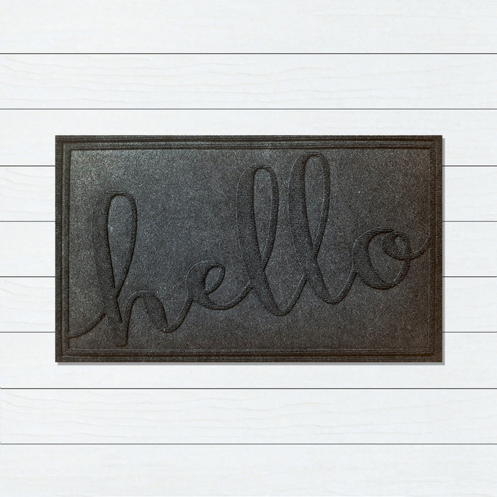 Hello Charcoal Polyprop Doormat, 45x75cm, Doormats, Ozark Home 