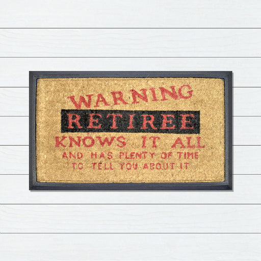 Warning Retiree, Bevelled Coir Doormat, 40x70cm - Ozark Home