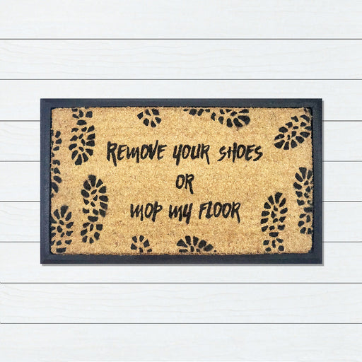 Remove Your Shoes, Bevelled Coir Doormat, 40x70cm - Ozark Home