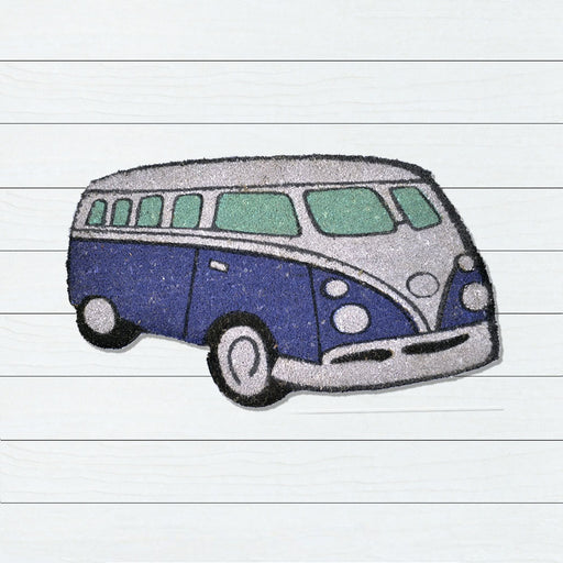 Kombi Van Blue, PVC Backed Doormat, 45x75cm - Ozark Home