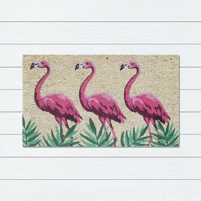 Flamingos PVC Backed Doormat, 45x75cm - Ozark Home