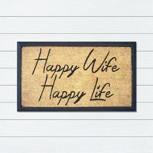 Happy Wife, Happy Life, Bevelled Coir Doormat, 40x70cm - Ozark Home