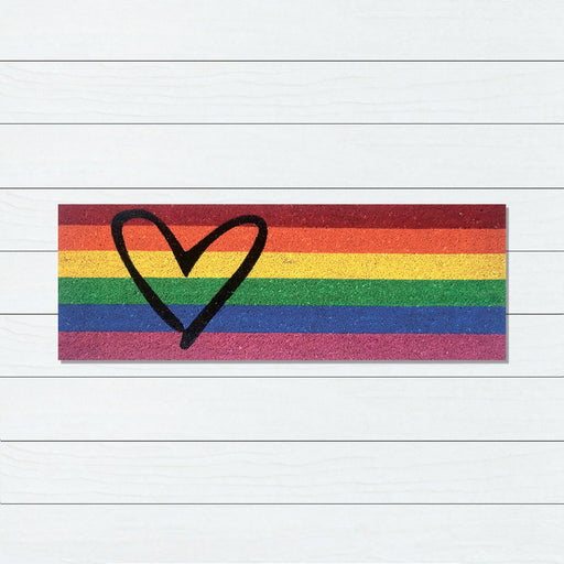 Love Heart Rainbow, PVC Backed Doormat, 45x110cm - Ozark Home