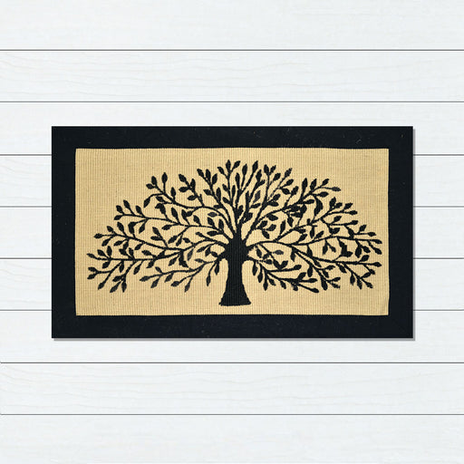 Tree of Life Black Border Jute Doormat, 60x90cm - Ozark Home