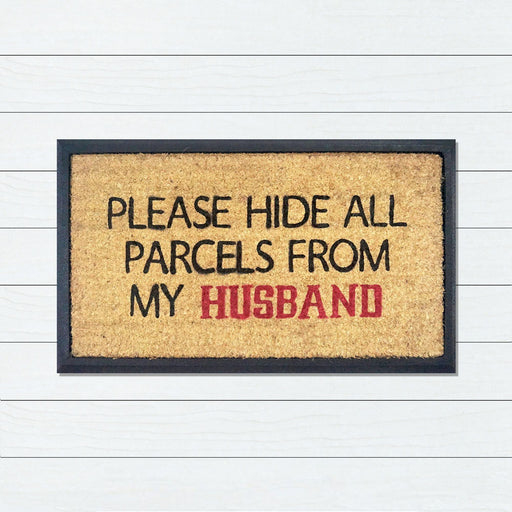 Please Hide All Parcels, Bevelled Coir Doormat, 40x70cm - Ozark Home