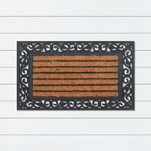 Lines Pattern Rubber & Coir Doormat, 40x60cm - Ozark Home