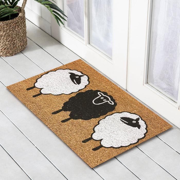 3 Sheep PVC Backed Doormat, 45x75cm, Doormats, Ozark Home 