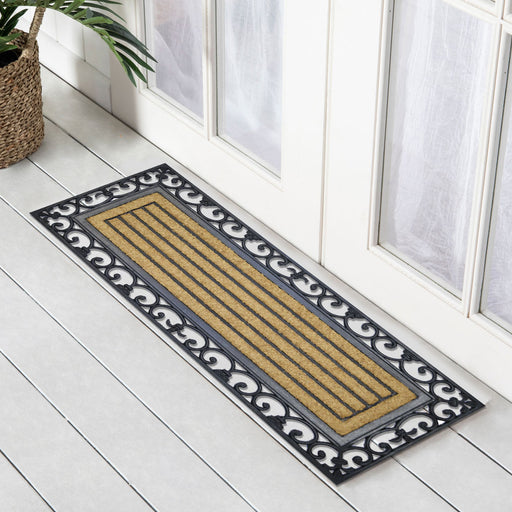 Lines Pattern Wide Rubber & Coir Doormat, 45x120cm - Ozark Home